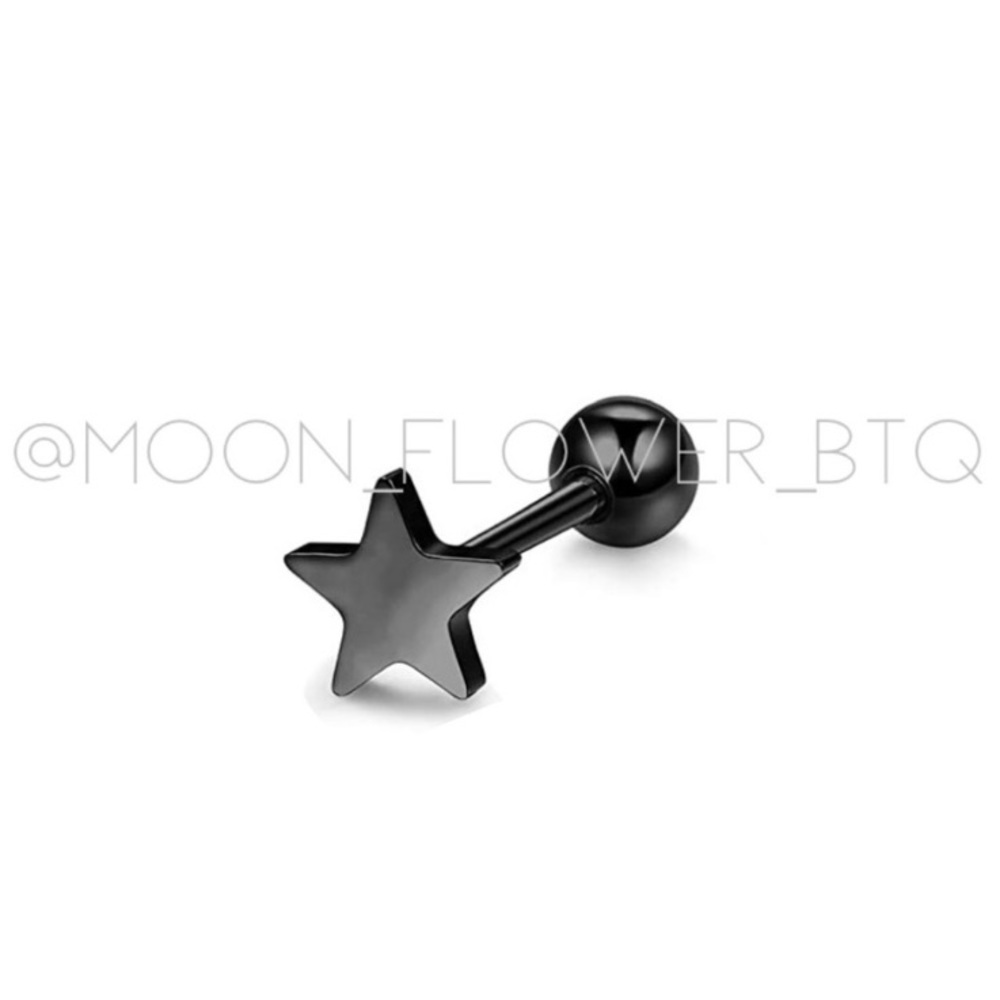 Black Star Barbell Earring